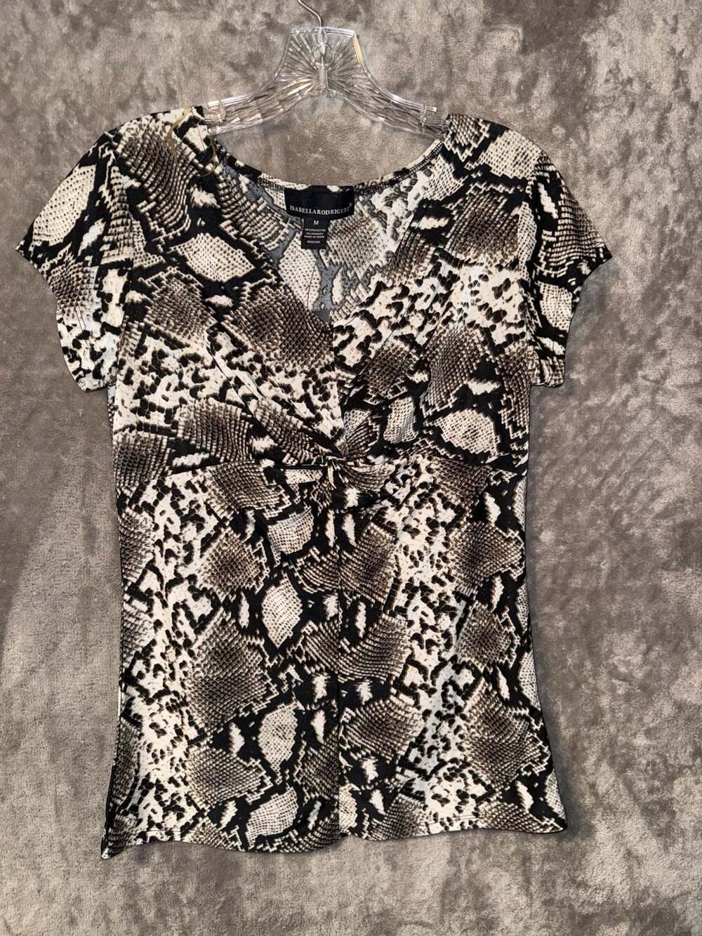 Isabella Rodriguez Snakeskin Print Twist Front Top Size M
